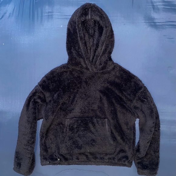 H\u0026M | Tops | Black Fluffy Hoodie | Poshmark